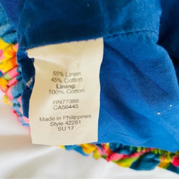 J Crew Linen Blend Tropical Floral Sidewalk Blue Pink Green Skirt Size 6 - Picture 4 of 6